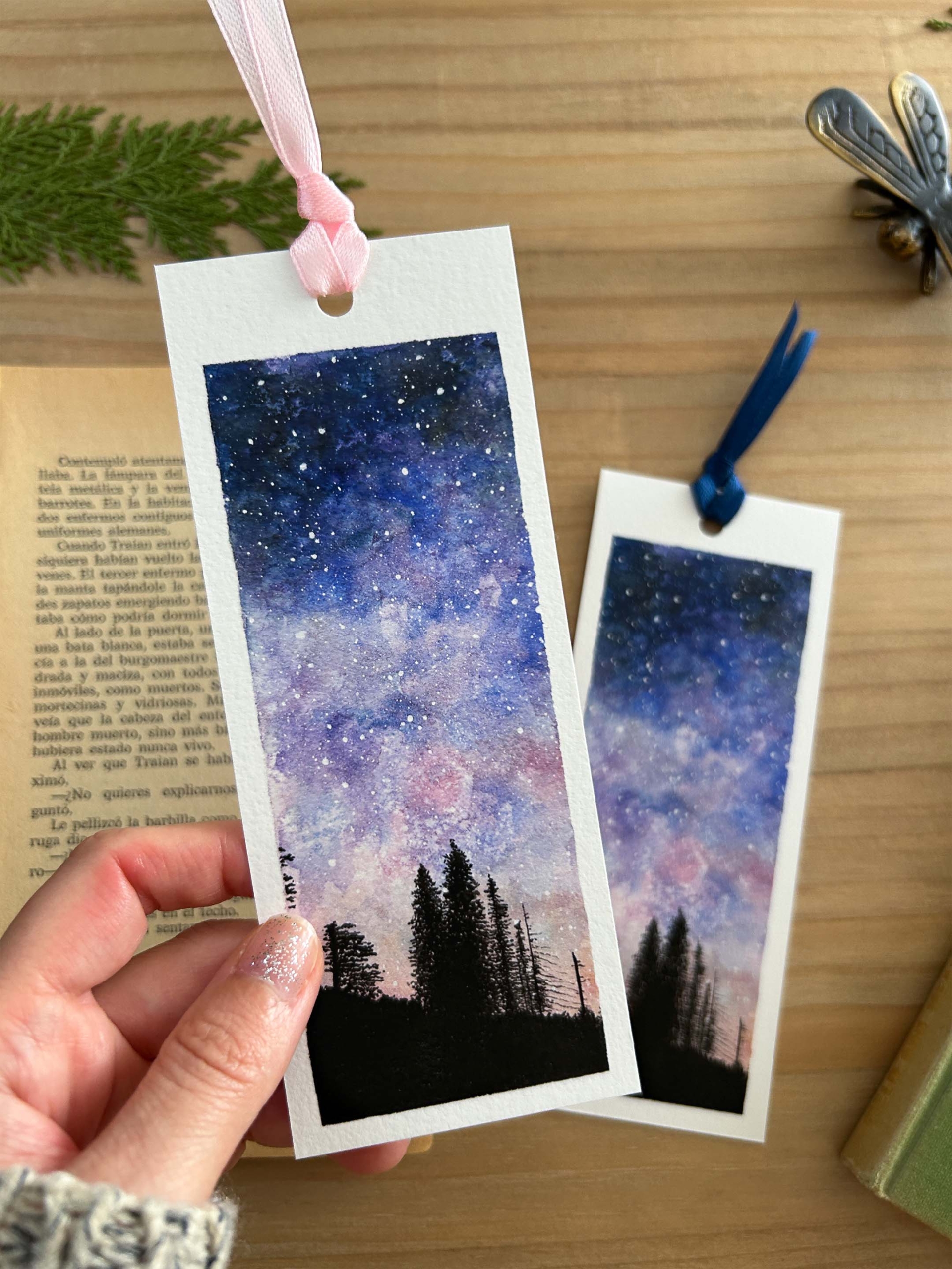 Cielo nocturno 3 Marcapáginas de noche estrellada