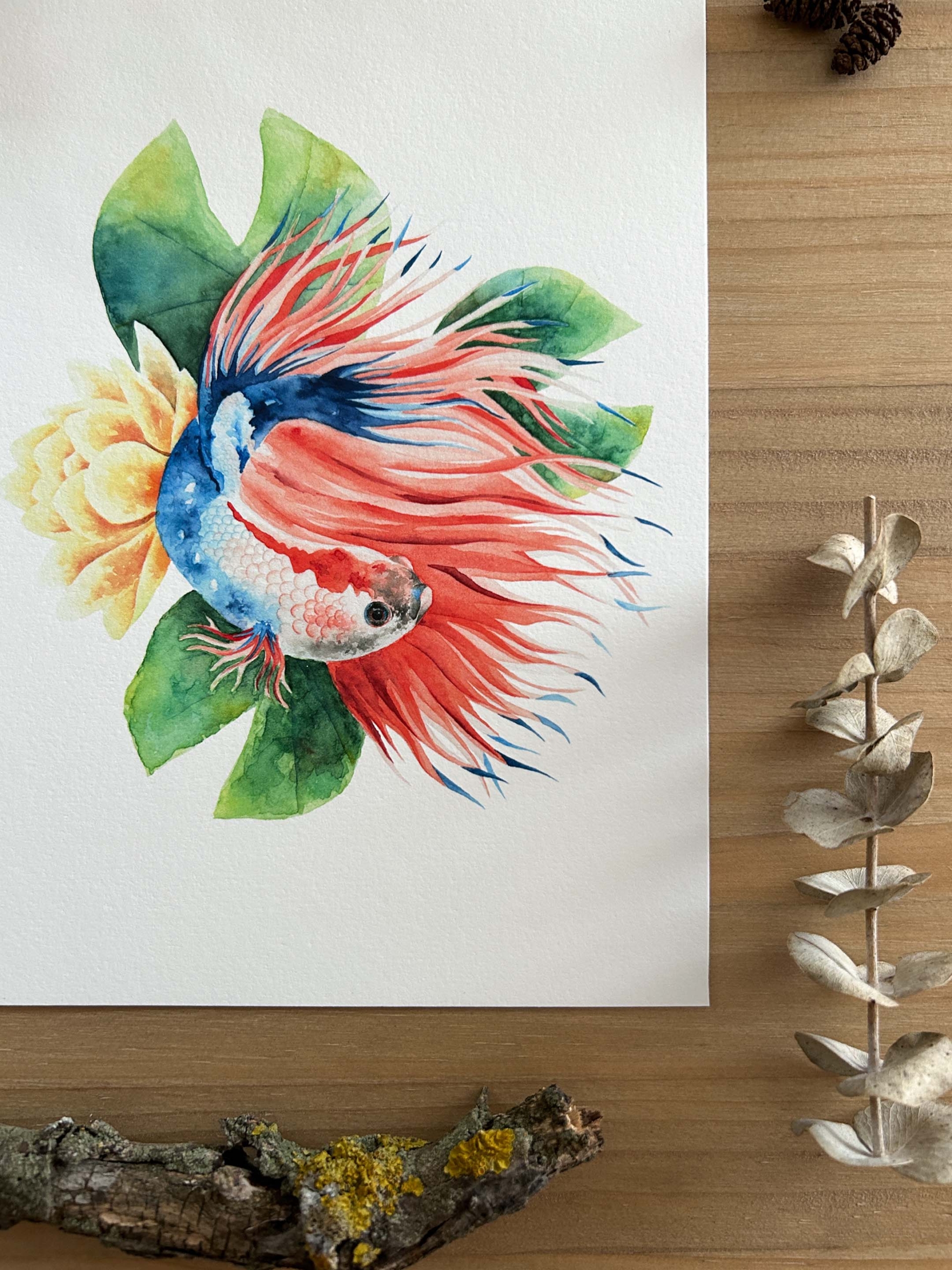 Pez en estanque Print 4 Póster decorativo con pez colorido