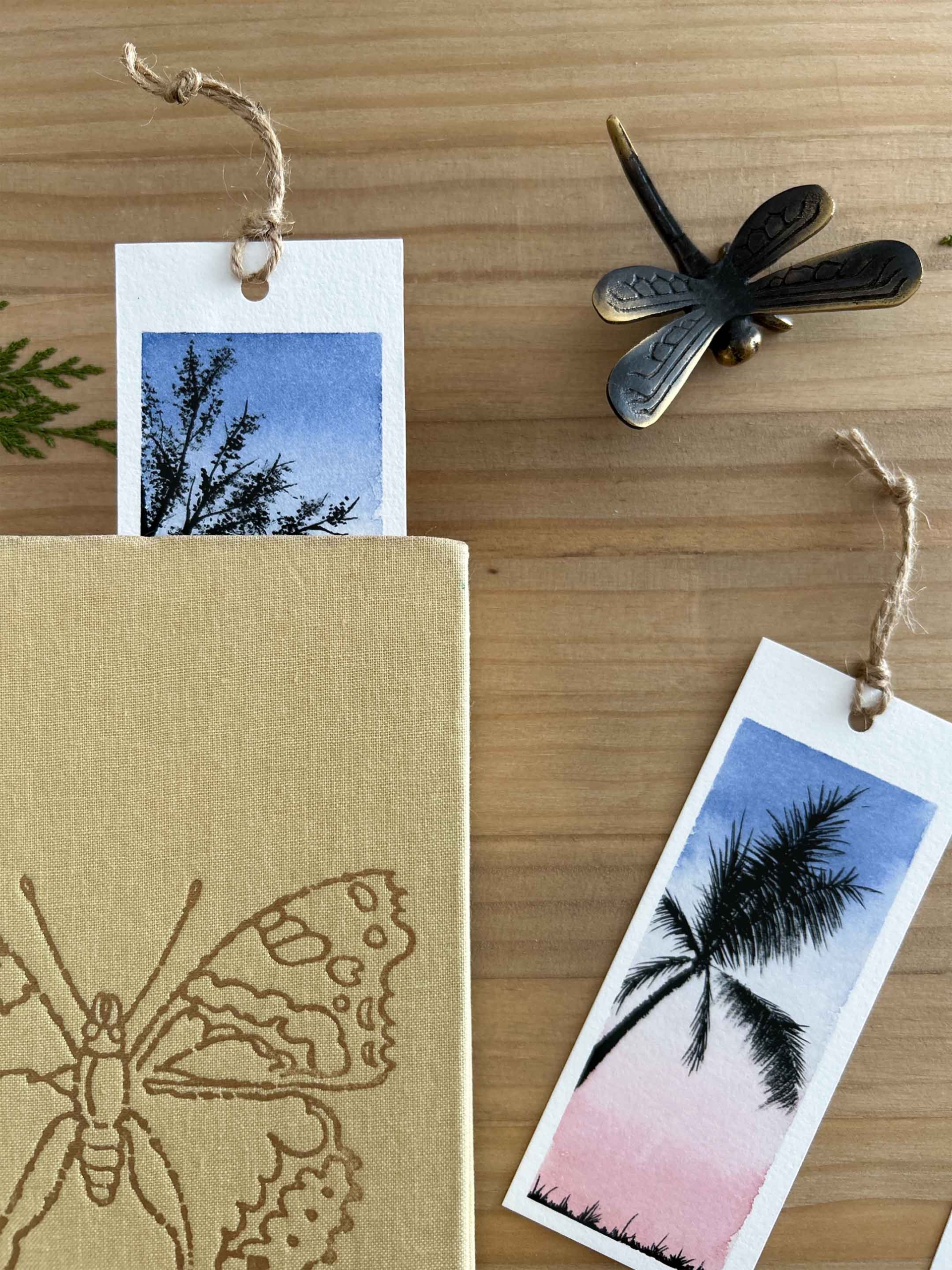 Paisajes de acuarela 3 Marcador de páginas con dibujo de paisajes