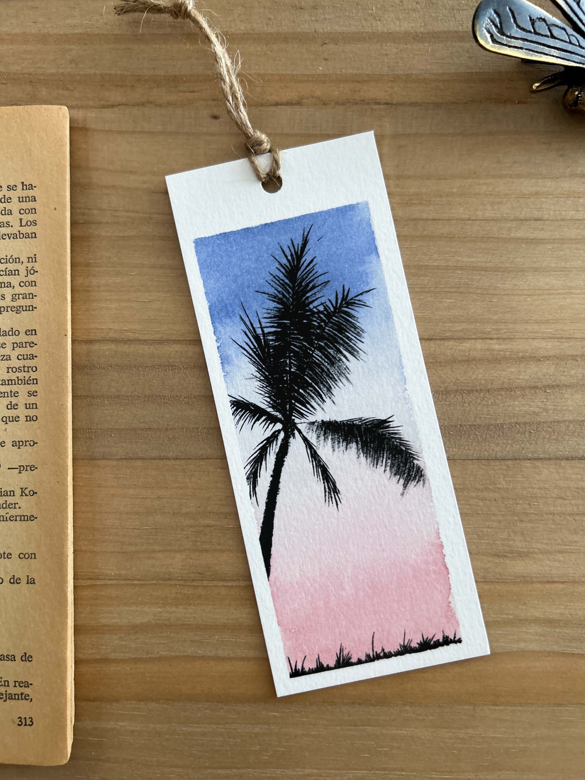 Paisajes de acuarela 5 Marcapáginas con paisaje de playa