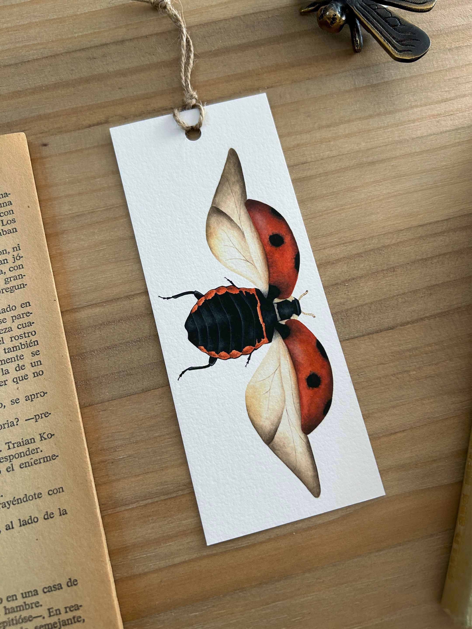 Mariquitas 3 marcapáginas de escarabajo rojo