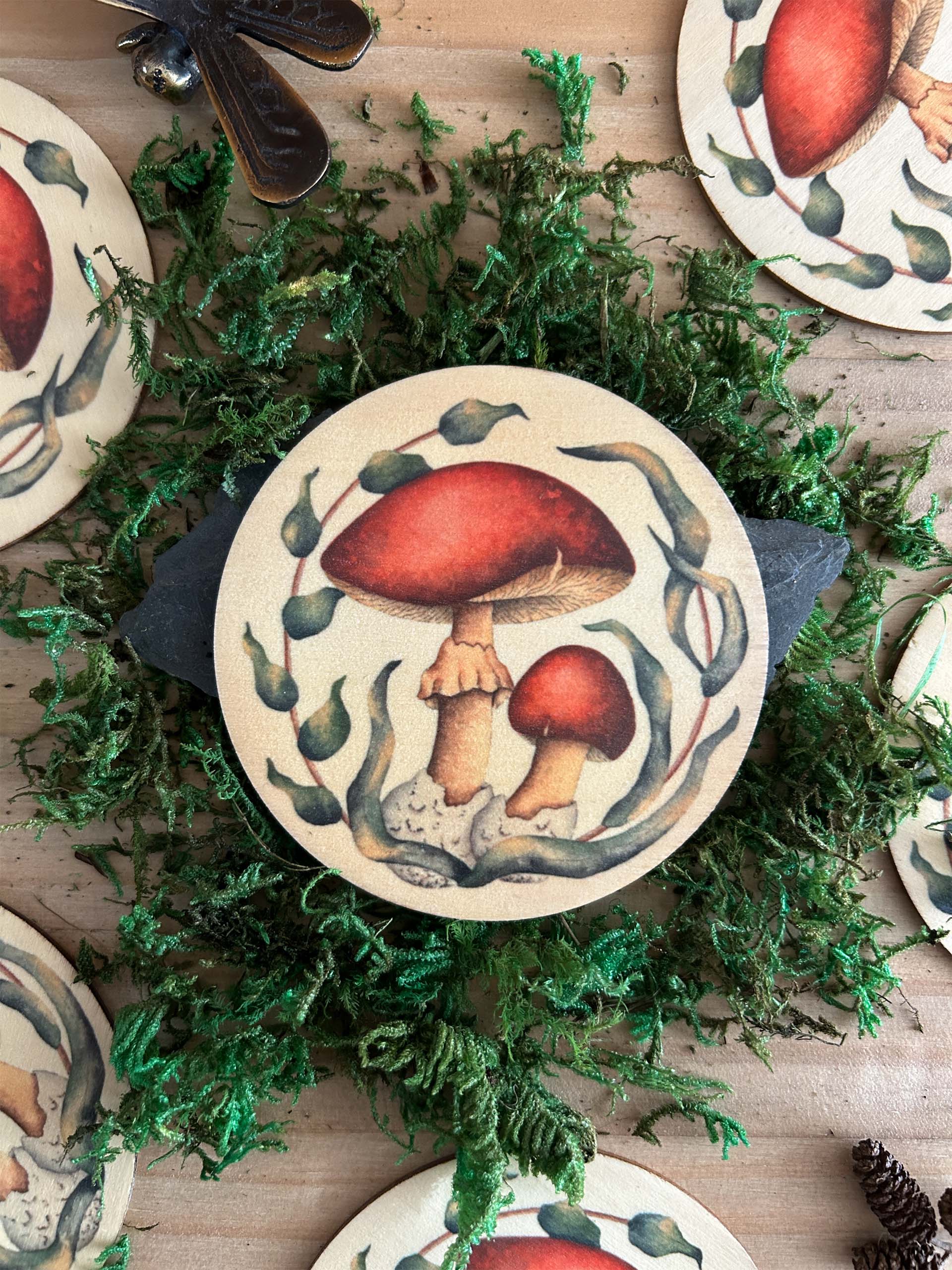 Seta del bosque 1 posavasos con seta del bosque